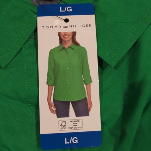 L Tommy Hilfiger l Women's Short Cuffed Shirt - Picture 2 of 5